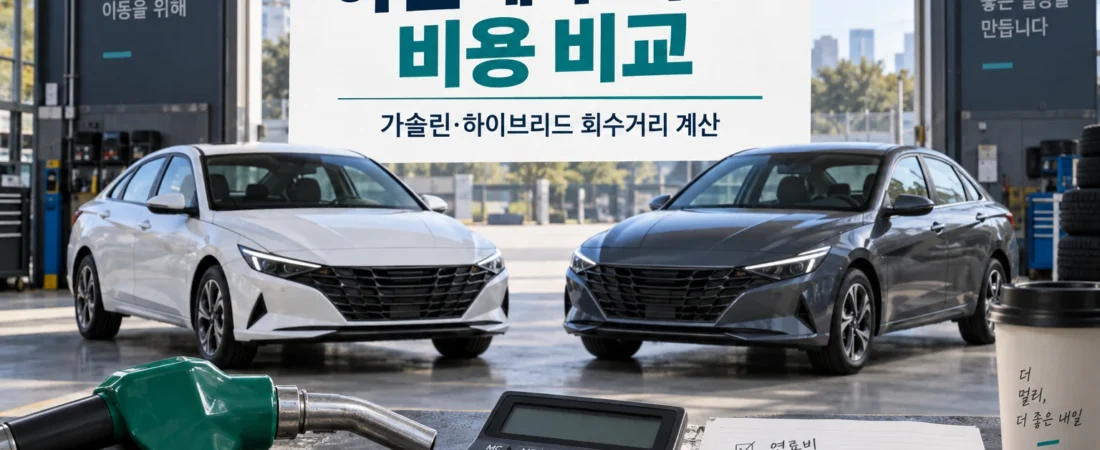 아반떼 하이브리드 손익분기점: 가솔린과 회수거리 계산