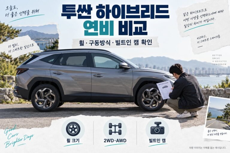 투싼 하이브리드 연비 비교: 휠과 구동방식별 유류비 확인