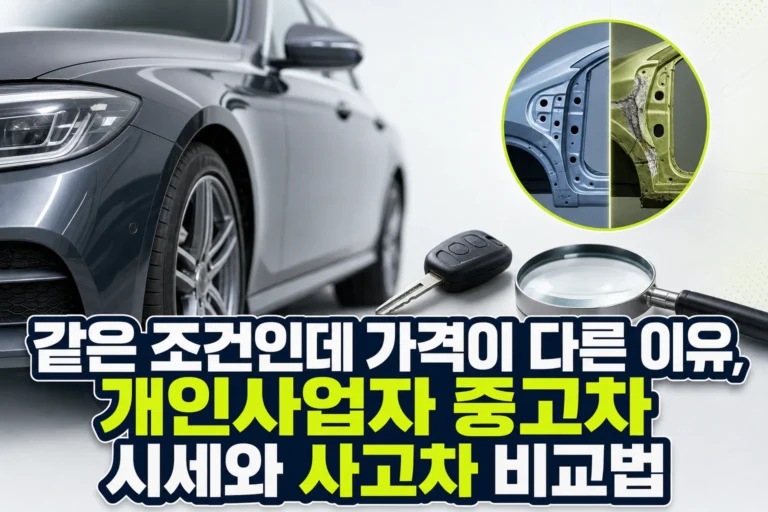 같은 조건인데 가격이 다른 이유, 개인사업자 중고차 시세와 사고차 비교법 핵심 내용 대표 이미지