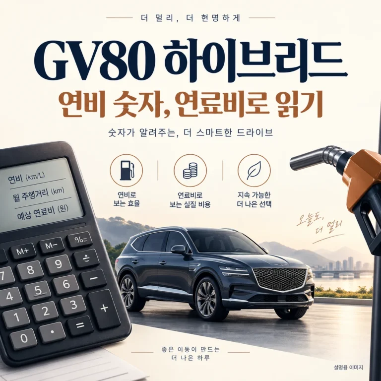 GV80 하이브리드 연비를 연료비로 계산하는 주제의 창작 설명 이미지
