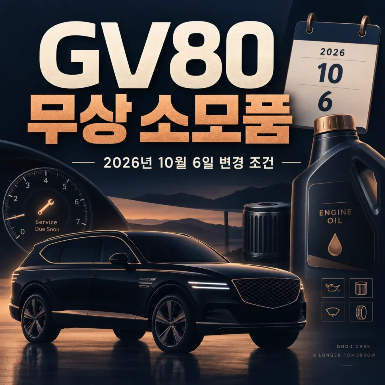 GV80 무상 소모품의 2026년 10월 6일 구매 기준 변경 안내